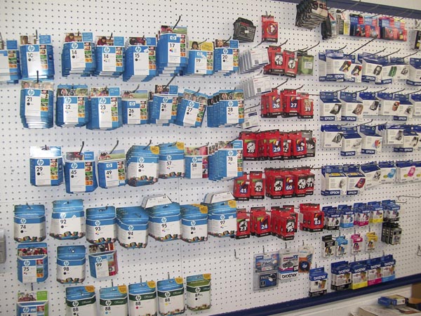 Supplies on shelves